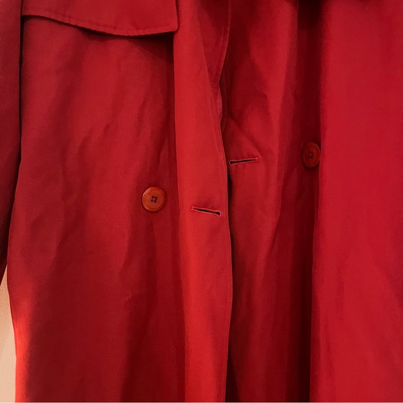 Vintage Red Long Lined Trench Coat Designed for Northwest Airlines by Disney - Picture 5 of 7